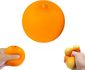 Orange Crunchy Squishy, Realistic Citrus Squeeze Fidget Toy with Crispy ASMR Sound, Soft Bead Filled Fruit Desk Toy