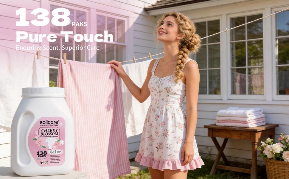 Z-Solicare 6 in 1 Stain Fighting Odor Eliminating Ocean Breeze 138 Paks Multi-Chamber HE Compatible Laundry Detergent Pods for All Washing Machines