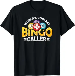 100% Cotton World's Coolest Bingo Caller Lucky Bingo Player T-Shirt