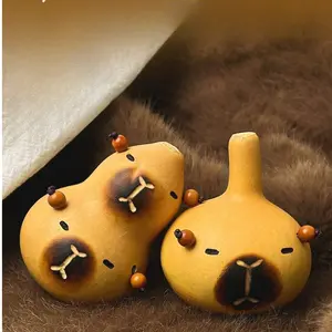 Natural Hand Carved Capybara Gourd Ornament Cute Desk Aesthetic Decor Gift