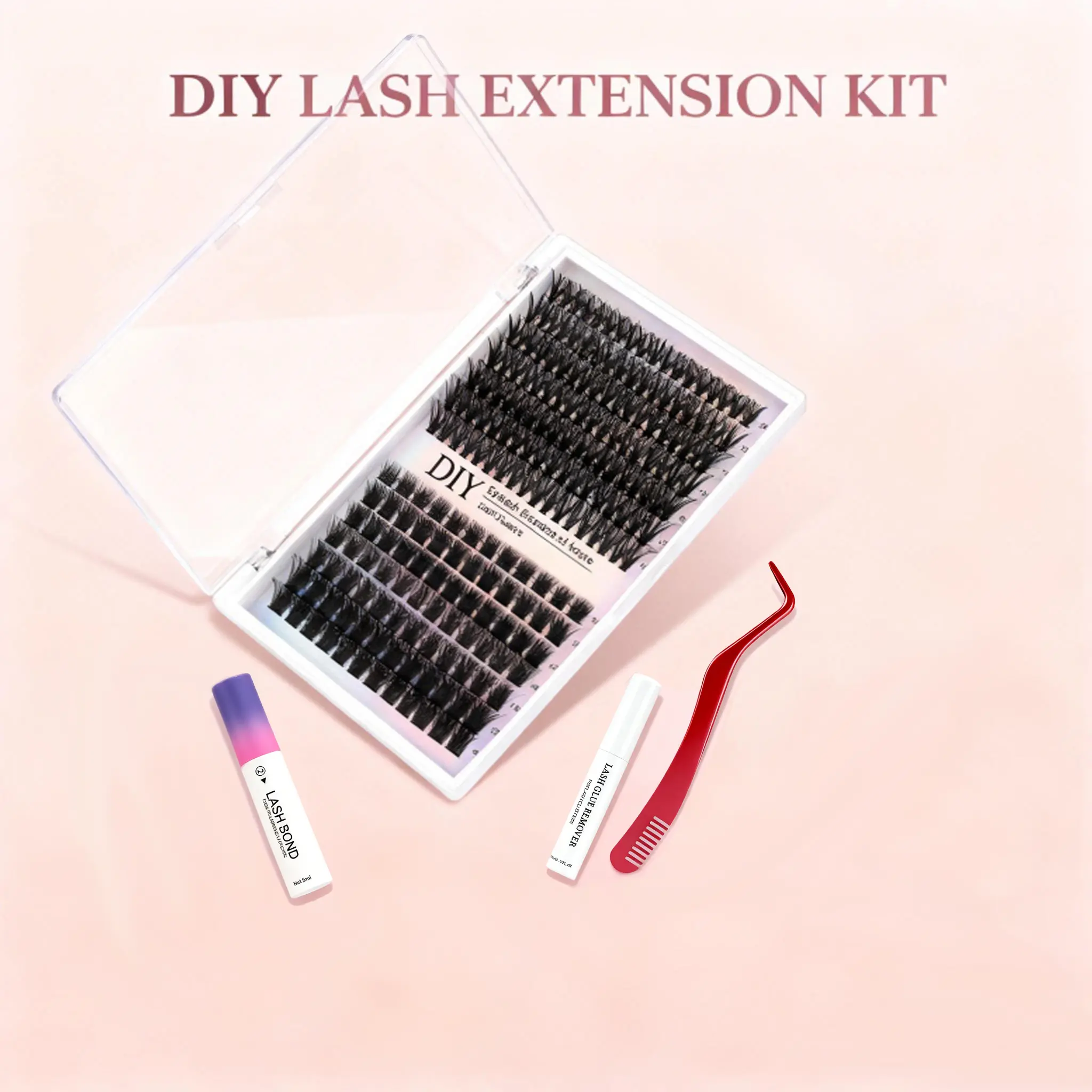 Self Adhesive Lash Clusters Kit - Pre Glued DIY Lash Extensions, No Glue Needed, Easy to Apply, No Damage, 10-16mm Makeup False Eyelashes, Lash Extension
