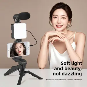 2026 Phone Live Stream & Photography Stand, Square Beauty Pocket Fill Light, Multi-Functional Portable Desktop Camera Vlog Mini Tripod, Led Selfie Accessories