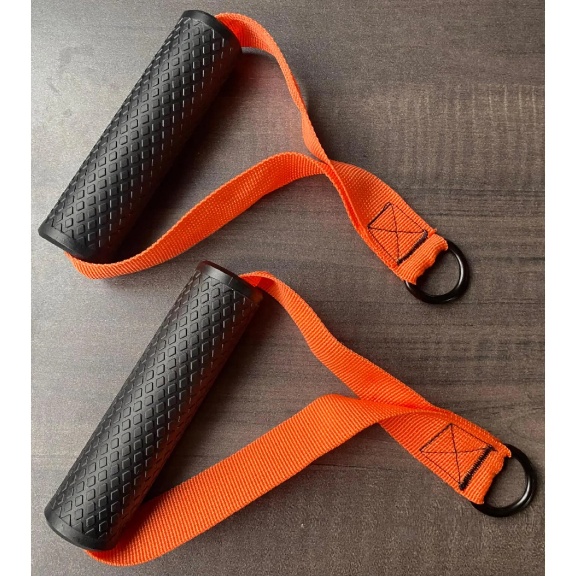 A pair of rubber wrapped handles