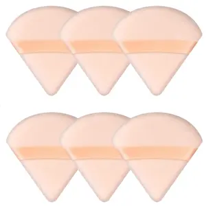 6 Pieces Powder Puff Triangle Makeup Powder Puffs for Face Powder Setting Powder Cosmetic Foundation Blending Sponge Beauty Makeup Tool, Beige