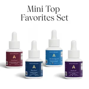 Apothékary Mini Top Favorites Set (15ml) - Stress, Sleep, Focus, & Gut Support Liquid Herbal Drops* | Alcohol-Free, Certified Gluten-Free, PETA Certified Vegan & Cruelty-Free, Third Party Tested, Plant-Based, No Artificial Additives, Made in the USA