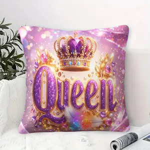 Shimmering Queen Crown-Patterned Throw Pillow Features a Gorgeous Crown and Shimmering Elements. The 45cm Square Cushion, Including a Pillow Insert, Is Soft and Comfortable, Making It The Perfect Addition to Your Sofa or Bedroom!