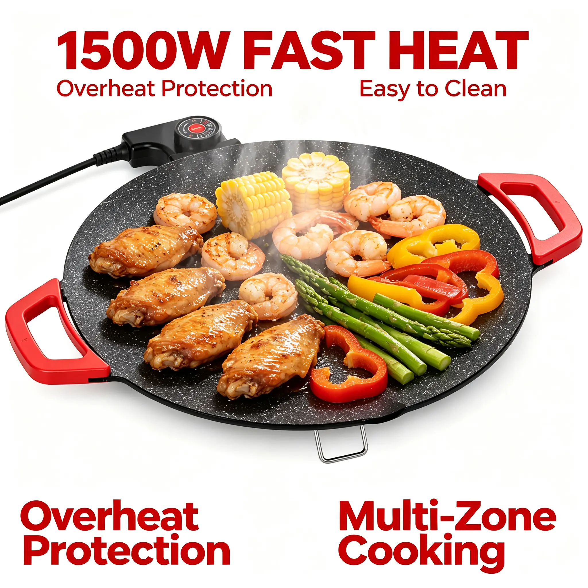 1500w portable electric，electric griddle, indoor grill, portable electric korean bbq grill, non-stick grill pan, korean bbq grill, flat skillet, round electric griddle, pancake griddle electric, grill indoor,Adjustable Temperature Electric Skillet Pan，