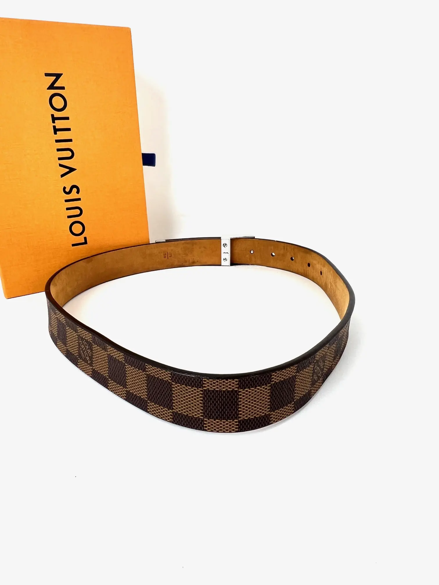 Vintage Louis Vuitton wide belt 75/30 length LOUIS VUITTON Belt 75 30 Leather Monogram Logo Small Nude  main image 3
