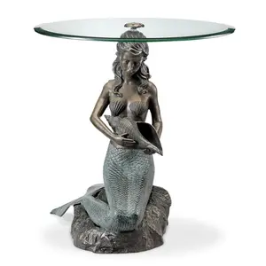 SPI Home Mermaid End Table – 24" Tall Metal Ocean-Themed Side Table, Elegant Nautical Indoor or Outdoor Accent