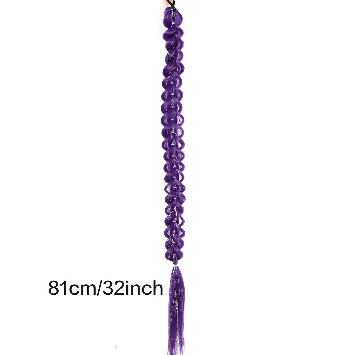 32-Inch Long Braid Ponytail Wig Kpop Cosplay Anime Y2K Style Purple Extensions Easily Clip In for Stylish Looks, Perfect for Cosplay Or Christmas Costumes