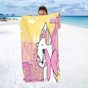 1 Beach Towel - Lightweight absorbent microfiber, beautiful white cat pattern, sand-resistant travel towel with cute bow design, suitable for swimming, fitness, camping, yoga  Summer essential, machine washable, gym accessory, modern style, durable fabric