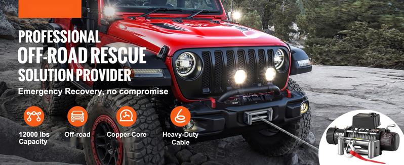 Heavy Duty Truck Winch 12000lbs Electric Winch With 85ft / 26m Steel Cable, 12V Power Winch For Jeep, UTV, ATV And Truck, Wireless Remote Control, High Torque Motor, Durable All Metal Gearbox And Marine Grade Construction