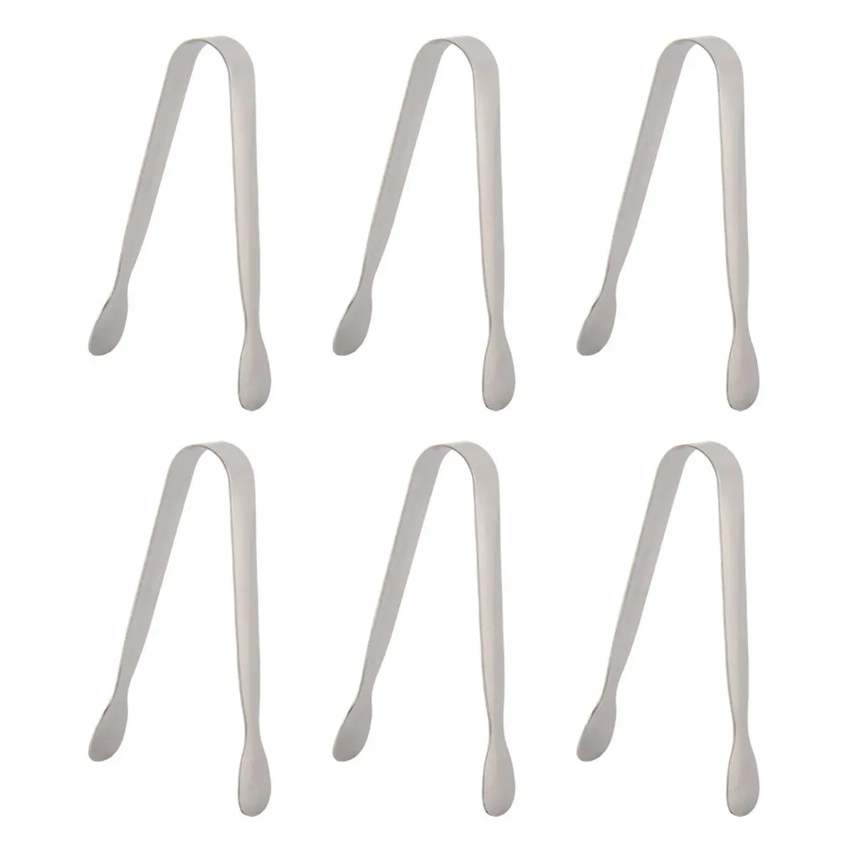 6PCS 4.25-in 304 Stainless Steel Compact Mini Tongs Set - Durable Cooking Utensils, Precision Grip Food Serving Clamp, Board-Compatible for Home Kitchen Use (6 Pieces, All Seasons), Six Pieces