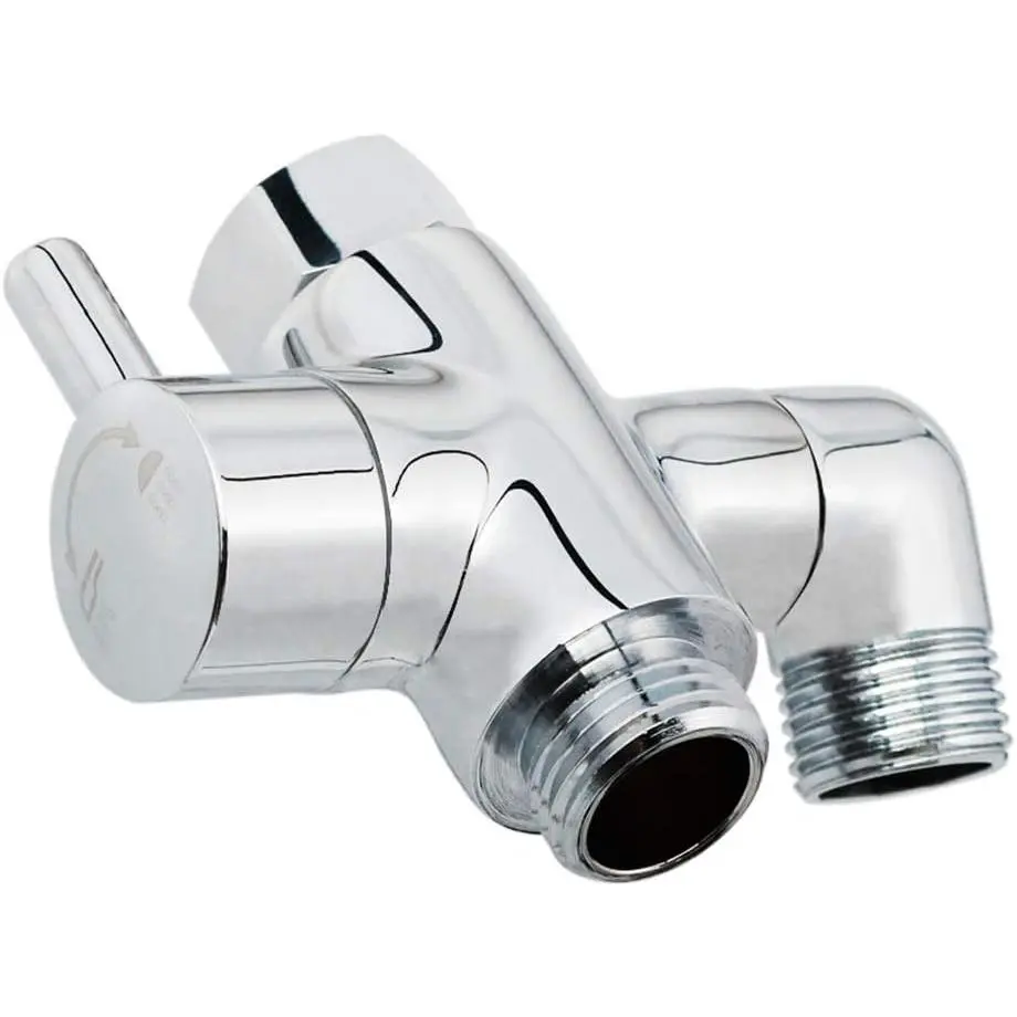 Brass Shower Arm Diverter Valve for Handheld Shower Head and Fixed Spray Head G1/2 3 Way Universal Bathroom System Component Replacement Part, Polished Chrome