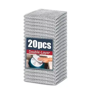 10/20-Pack Premium Stainless Steel Dish Scrubbers – Heavy Duty Non-Scratch Cleaning Pads for Pots, Pans & Sinks | Reusable, Rust-Proof & Dishwasher Safe (Silver)