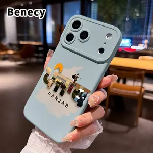 Large Window Phone Case for iPhone 17 Air 16 15 14 13 Pro Max Plus Punjab's Essence Pattern Liquid Silicone Camera Protection Ultra Thin Soft Phone Cover Gift