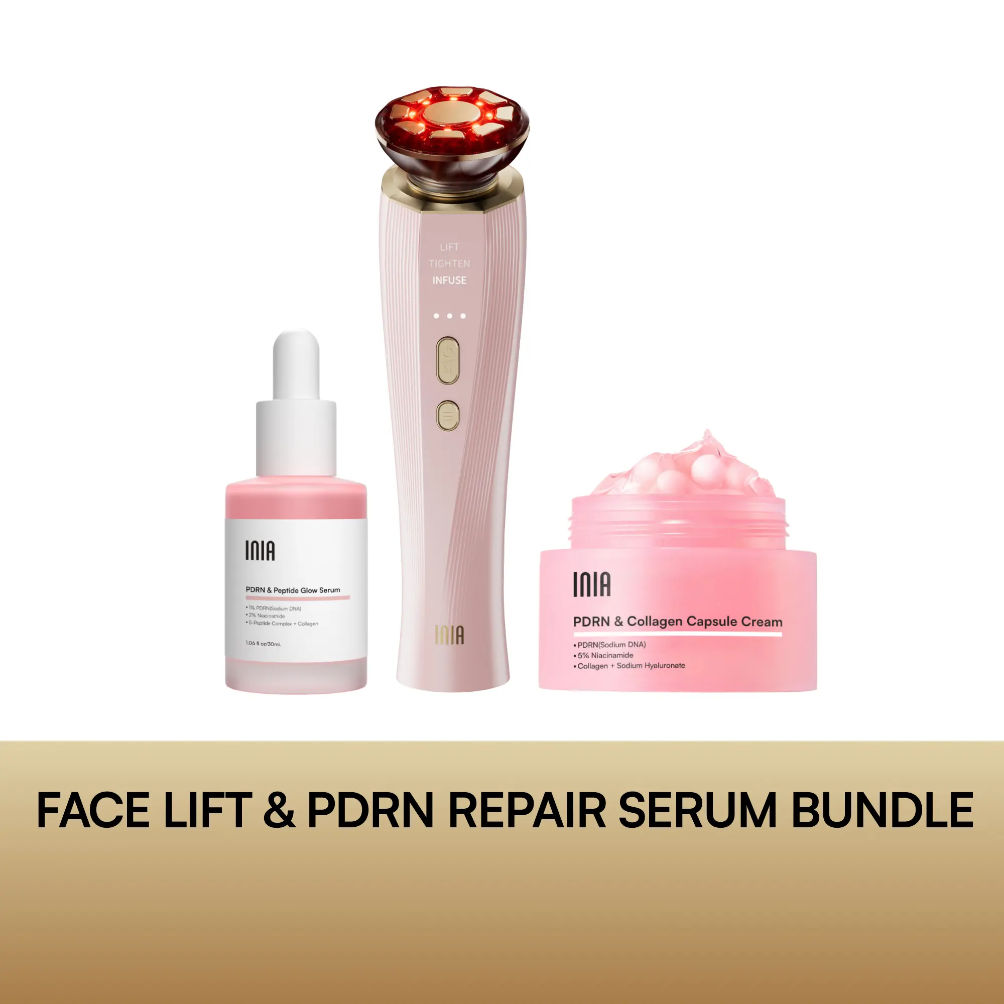 INIA FLARE & PDRN + Peptide Repair Bundle – Beauty Device with Serum & Cream Duo for Lifting, Firming & Deep Repair, Boosts Absorption & Hydration, Safe for Sensitive Skin,Mother's Day Special Gift,back to school,back to school haul