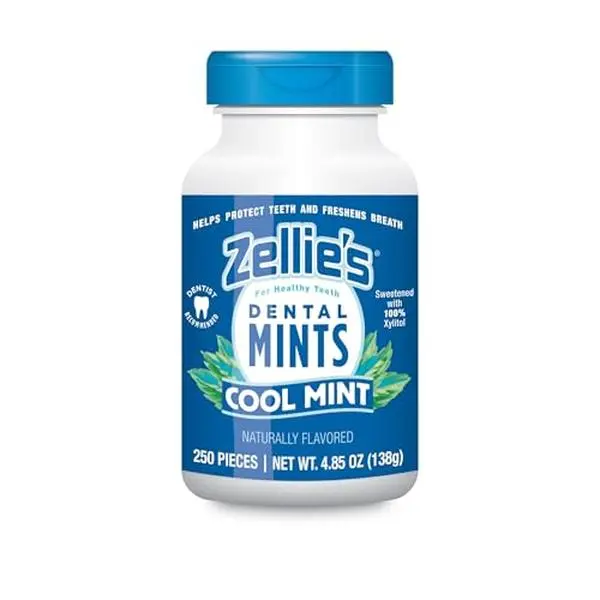 Zellie's | 100% Xylitol Cool Mint Breath Mints | No Aspartame, Gluten Free, Vegan & Kosher (250 Count - Pack of 1)