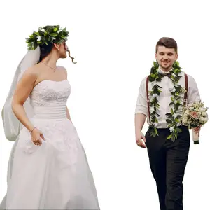 Hawaiian Maile & White Tuberose Graduation Leis 2 Pack 6.56ft Artificial Leaf Flower Necklaces for Luau Wedding Aloha Summer Party School Ceremony Class of 2026 Graduation Gift