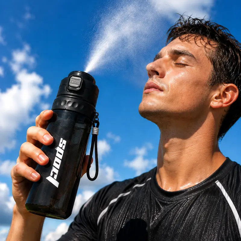 Cooling Mist Water Bottle, 2-in-1 Spray & Drink Tumbler, Portable Cooling Bottle for Gym, Outdoor & Summer
