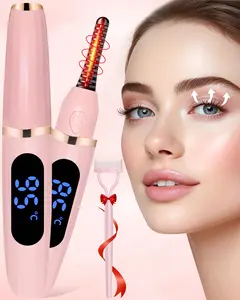 Heated Eyelash Curler, Heated Eyelash Curler Best Selling Eyelash Curler with Comb Shows 3 Temperature Settings Makeup Tool