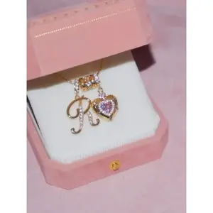 elegant and sweet tomato heart pendant and 26 initial letter pendants, first letter necklace, perfect gift for girls and women