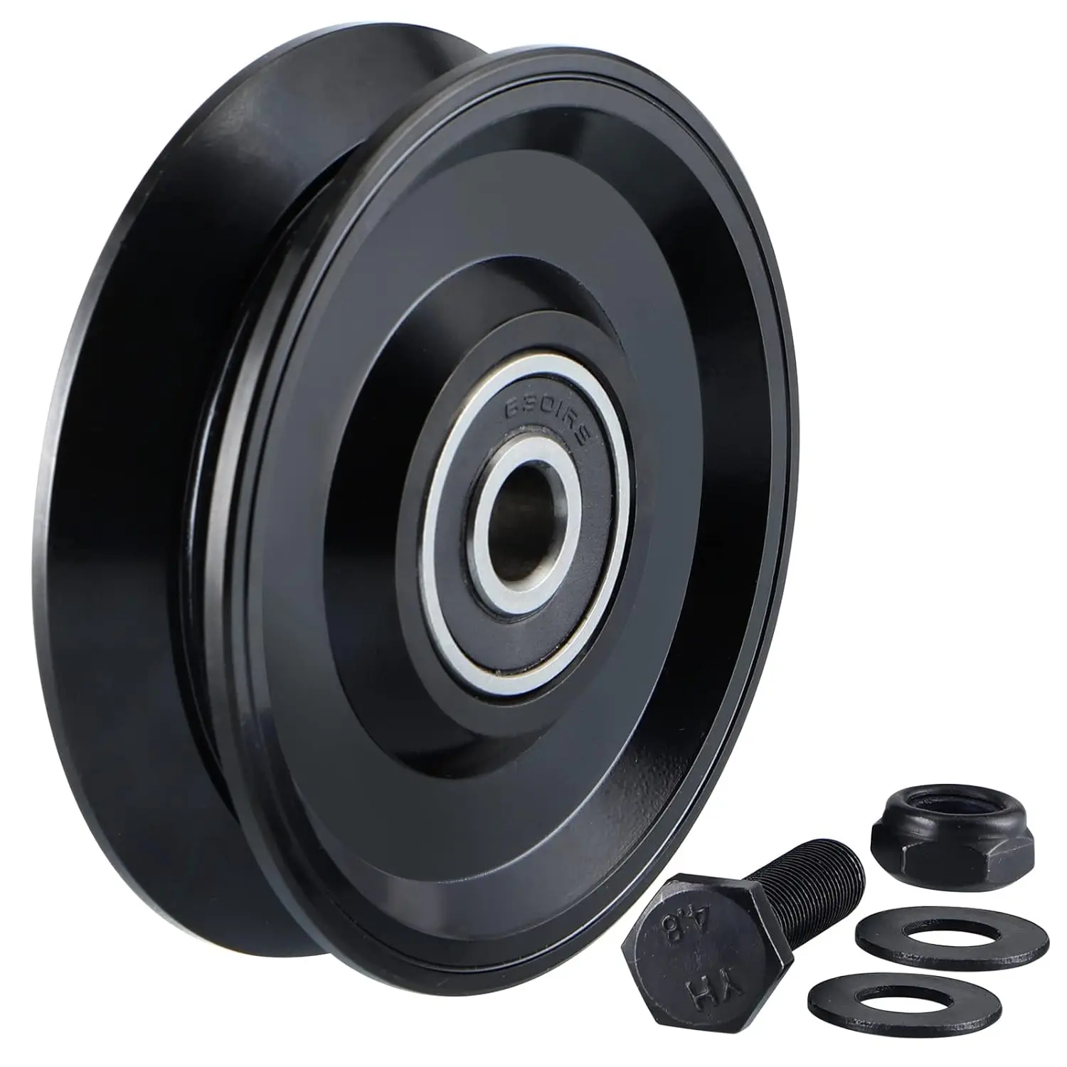 V Groove Wheel 4 Inches, Slide Gate Wheel with Double Bearings, Rolling Gate Caster for Inverted V Track, 2200 Lbs Load Capacity