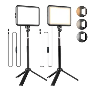 2-Pack 8” LED Photography Lighting Kit with adjustable tripod stands perfect for ， game streaming, YouTube content creation, and TikTok videos