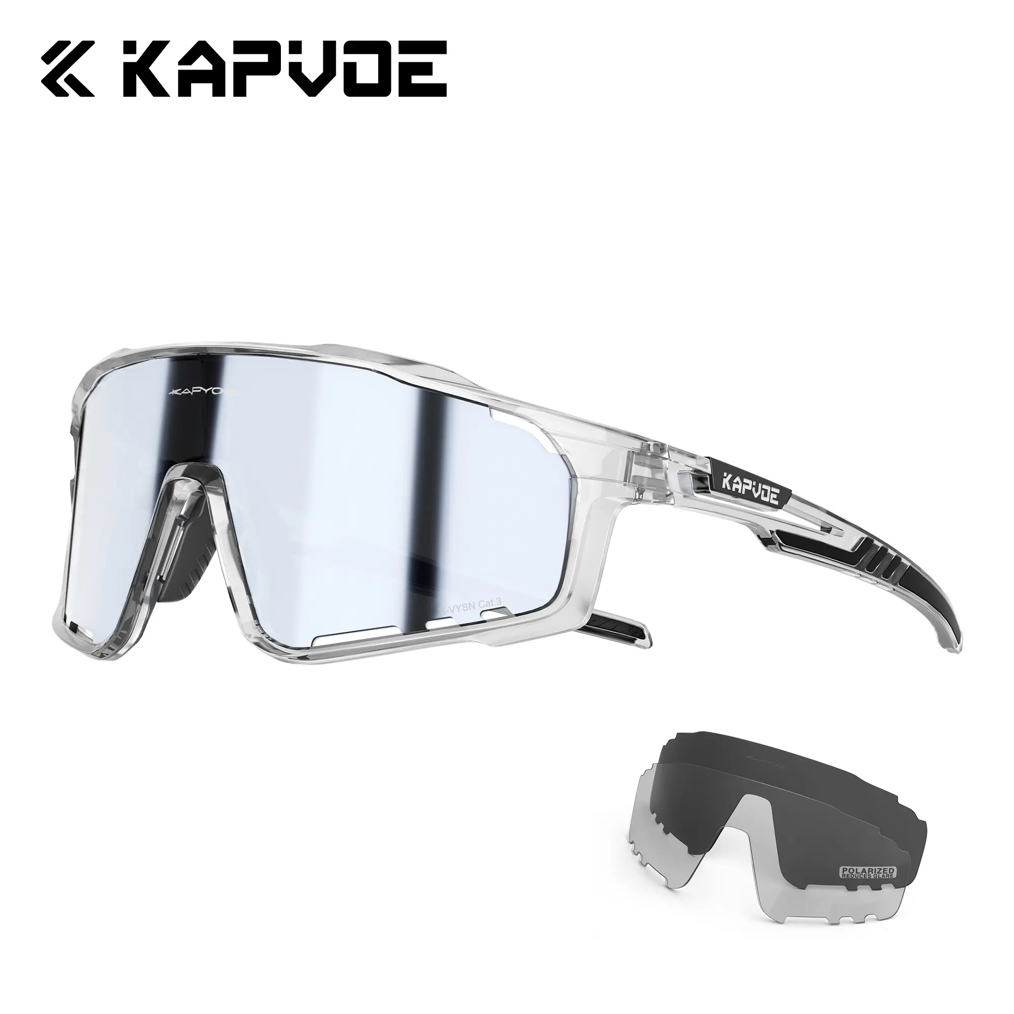 Kapvoe Cycling Sunglasses for Men Women, TR90 Performance Frame with 3 Interchangeable Lenses, UV Polarized for Glare Protection, Adjustable Fit, Protective Sunglasses Sports Eyewear, Glare Protection Sports Eyewear, Road Cycling Gear, Christmas, Birthday