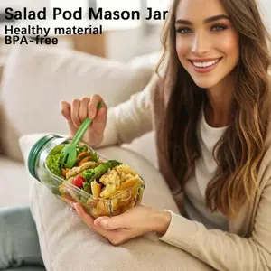 Thick Plastic Leak-Proof Salad Storage Container, Sealed Food Box, Portable Light Snack Cup with Lid, Fruit Yogurt Oatmeal Bowl