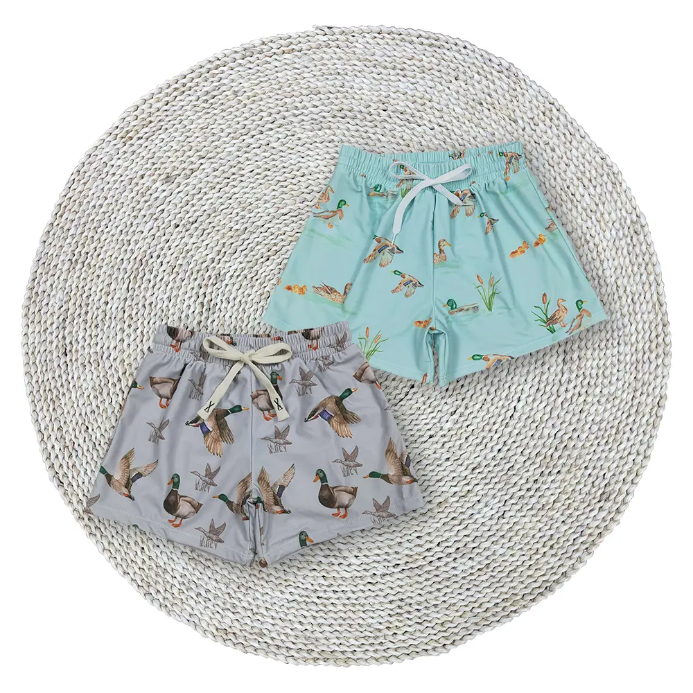 Baby Boys Mallard Ducks Pattern Quick Try Beach Board Summer Swim Trunks Swimwear Shorts Bottom