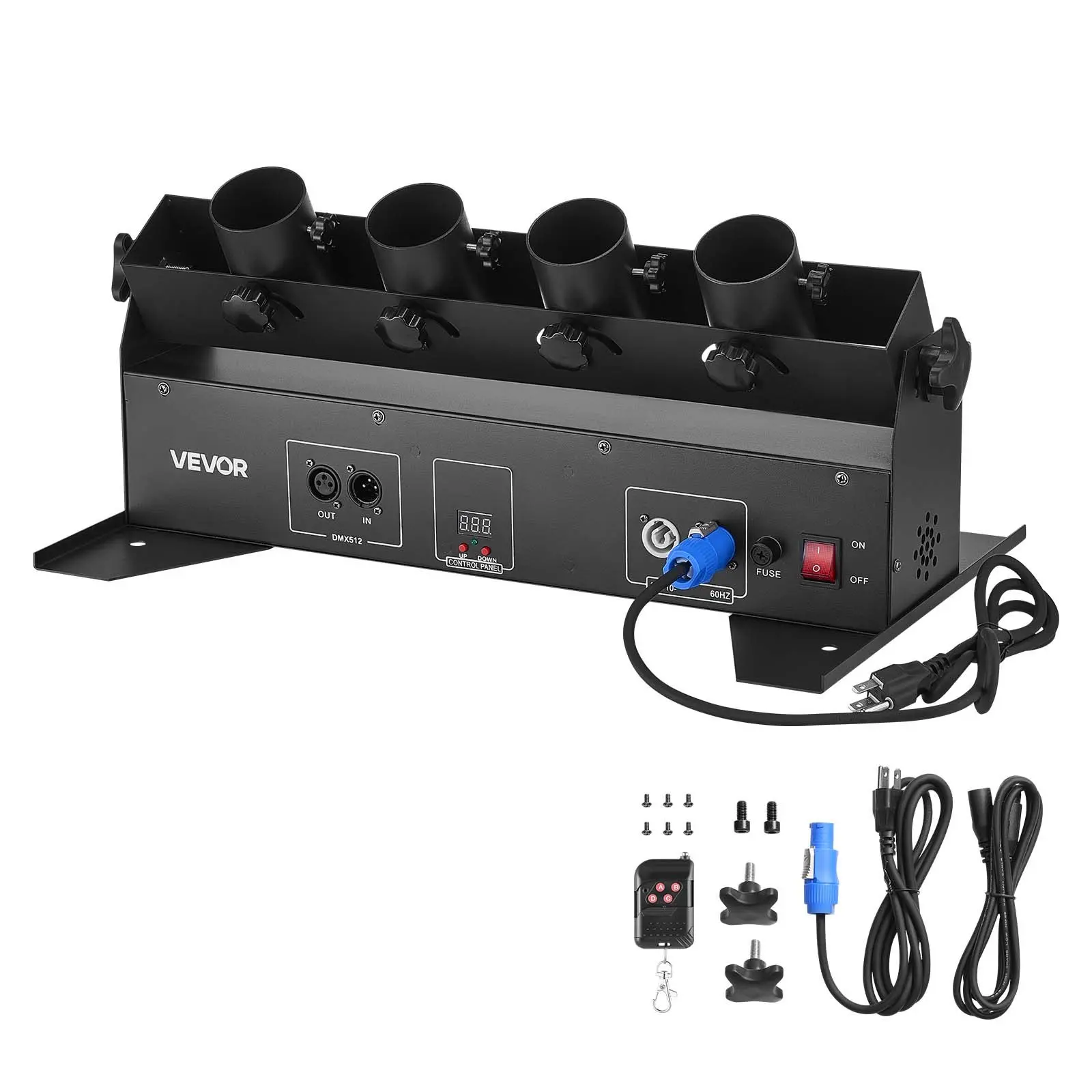 VEVOR Electric Confetti Cannon Machine, 4-Shot High Output Confetti Launcher with DMX512, Manual Remote Control, Portable Design for Wedding, Christmas, DJ Stage Events, Party