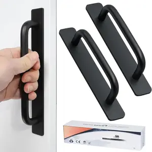 Self-Stick Instant Cabinet Drawer Handles Pulls - 2pcs Aluminum Alloy Drawers Push Pull Handles Helper with Adhesive Door Handle for Kitchen Cabinet Drawer Window Sliding Closet (5.83", Black)