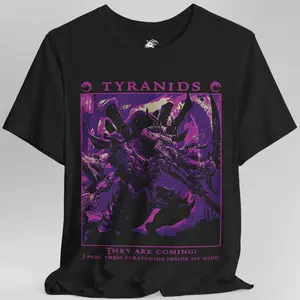Warhammer 40K Tyranids T-Shirt – Hive Fleet Graphic Tee, Alien Swarm Horror Sci-Fi Shirt, Unisex Cotton Top for Tabletop Gamers & Collectors, Grimdark Fan Apparel