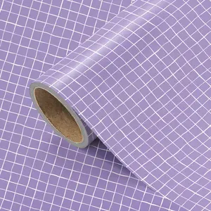 Lavender Grid Gift Wrap Paper Roll, Minimalist and Checkered Print, Birthday Gift Wrapping, DIY Craft Decoration, 43.2cm X 300cm