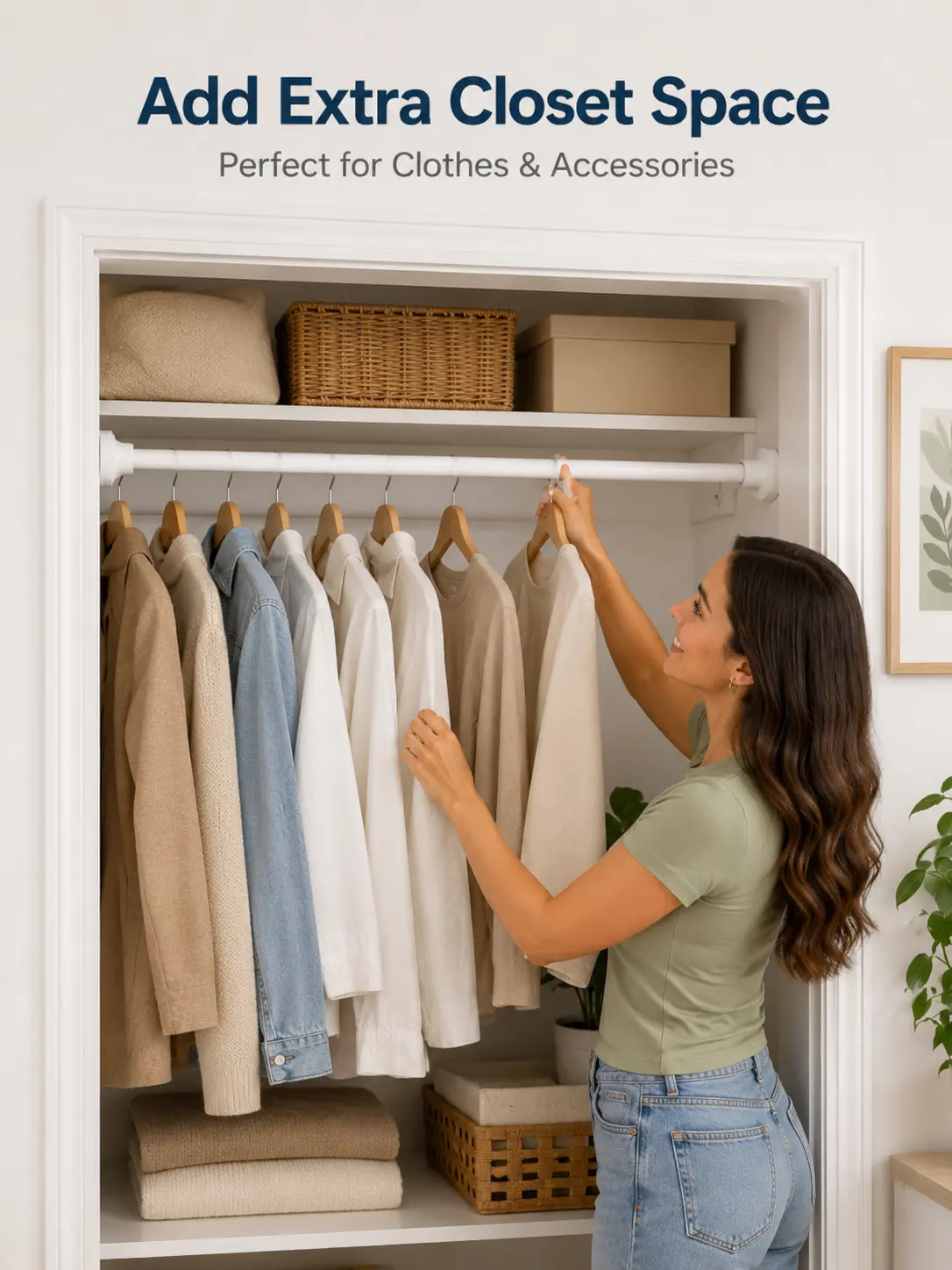 Spring-Tension Curtain/Door Rod—Adjustable Spring Tension, Telescoping, Heavy-Duty Steel, Short-Length Spring-Tension Curtain Rod, suitable for windows, kitchens, entryways, bathrooms, and cabinets