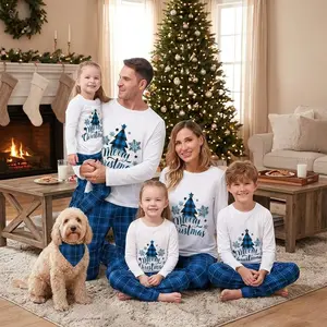 Christmas Family Matching Pajamas Sets - Festive Letter Print Top and Plaid Pants Jammies Sleepwear for Holiday Cozy Comfort, Warm Fleece Pajama Outfits Perfect for Family Photos, Christmas Eve, Winter Nightwear, Gift Ideas