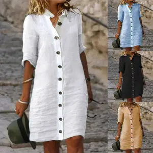 Coastal Breeze Button Shirt Dress | Women's Summer Beach Cover-Up
