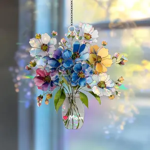 Floral Suncatcher Gift for Mom, Acrylic Window Hanging, Botanical Sun Catcher, Flower Window Decor, Nature Inspired Gift