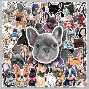 50pcs Cute French Bulldog Cartoon Stickers — Creative Decals for DIY Scrapbook, Phone Case, Luggage