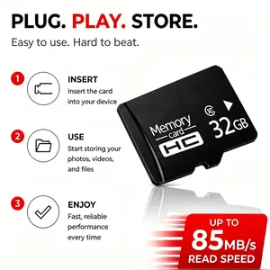 32GB Micro SDHC Flash Memory Card Class 10 High Performance TF Card Fast Read Write Speed Waterproof Temperature Resistant Anti-magnetic Storage for Home Surveillance Cameras Dash Cams Smart Devices