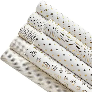 8pcs Gold-Stamped Geometric Pattern Faux Leather Sheets, 8.2x 11.81 inches, Suitable for DIY Crafts such as Earrings, Home Furniture Decorations, Headpieces, Wallets, Accessories, Luggage, Handbags, and Other Handmade Projects.