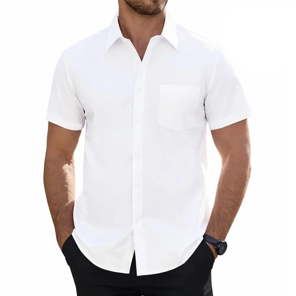 waterproof dress shirt J.VER Men's Shirts Cotton Stretch Long Sleeve Solid Formal Business Stain Shield Casual Button Down Shirts Black Small : Clothing, Shoes & Jewelry The waterproof zipper closures White Stain Resistant Performance Shirt