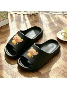 Women's Soft Pig Print Slippers, Eva Sole Anti-Slip Quiet Home & Outdoor Sandals, Casual Less Than Ankle Height, All Seasons Comfort