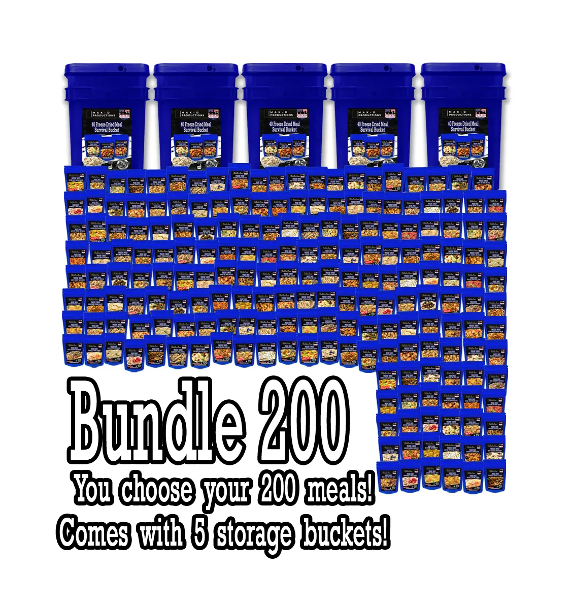 MAK D Productions Freeze Dried Meal Pouches - Set of 200 for only $10.50 each - Gourmet Recipes by a Sullivan University (Louisville, Kentucky) Culinary Chef Graduate - NEVER BLAND TASTING - MADE IN THE USA