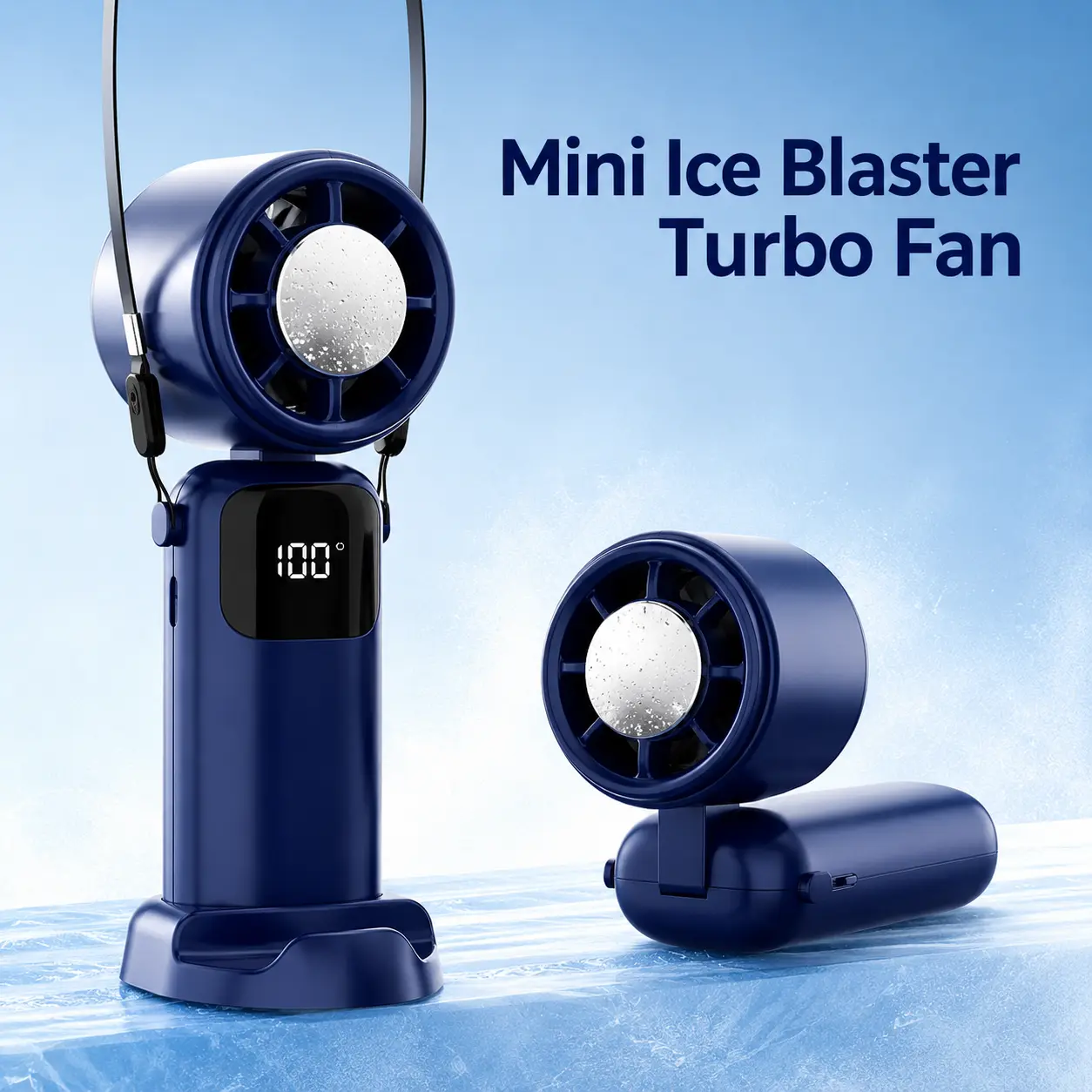 2026 5-in-1 Rechargeable Neck Fan - 3000mAh Battery Operated, 100-Level Stepless Control with Digital Display, Mini Portable Handheld Fan for Travel, Office, Traveling Gadgets, Fan Portable, Mini Portable Fan