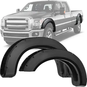 YITAMOTOR Smooth Fender Flares Compatible with 2011-2016 Ford F-250 F-350 Super Duty(Excludes Dually Models), Pocket Bolt-Riveted Style, 4 Pcs Paintable Wheel Flares