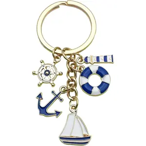 ChicBloom B Cute Beach Keychain Summer Purse Bag Charms for Handbags for Women Anchor Nautical Car Keys Accessories Ocean Gifts
