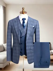 Wedding Men's Suit Plaid 3pcs Set Jacket + Vest + Pants, business, Formal, Casual Suits