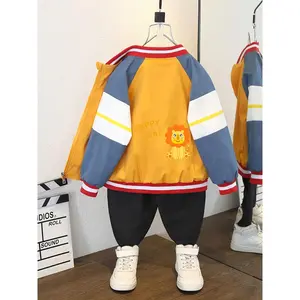 Cute Lion Hooded Jacket with Lion Applique & Zipper Closure - Korean-Style Loose-Fit/Fall Outerwear, Hooded Zipper Back Jacket &, Hand Washable Casual Coat (Unisex-like /)